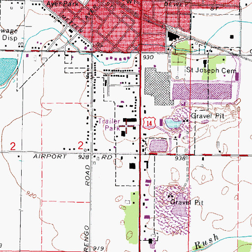 Topographic Map of Sunset View Mobile Home Park, IL