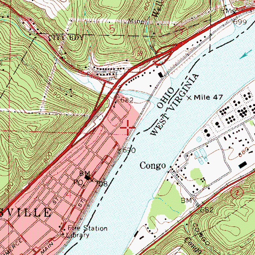 Topographic Map of Broadway Mobile Home Park, OH