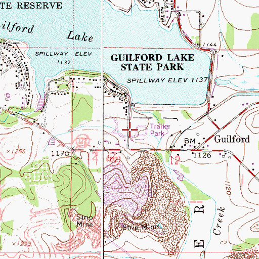 Topographic Map of Guilford Lake Estates, OH