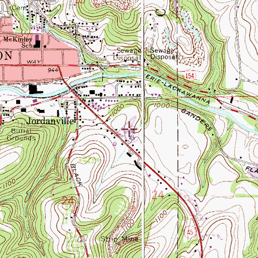 Topographic Map of Twin Oaks Mobile Village, OH