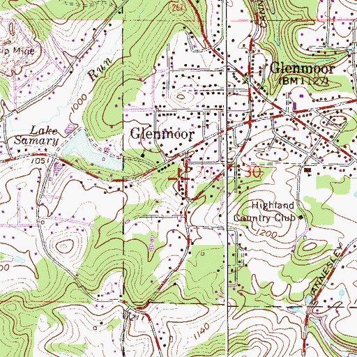 Topographic Map of Glenmoor Trailer Park, OH