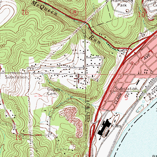 Topographic Map of Gordon Trailer Park, OH