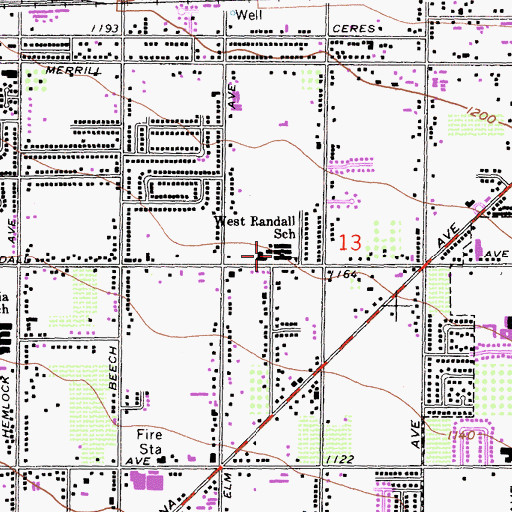 Topographic Map of West Randall Elementary School, CA