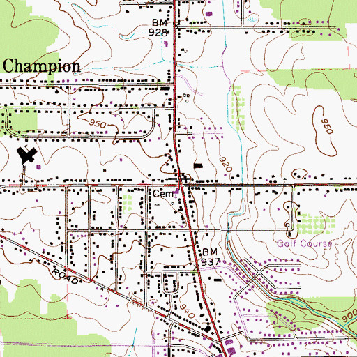 Topographic Map of Champion Presbyterian Church, OH