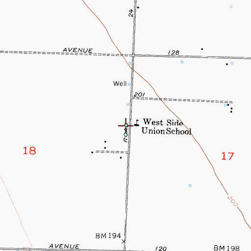Topographic Map of West Side Union School, CA