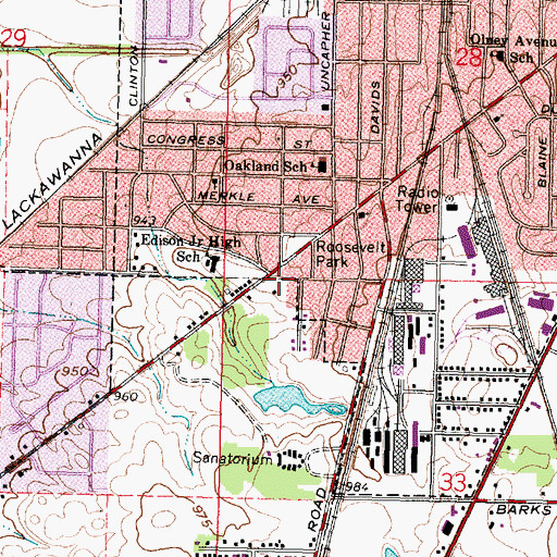 Topographic Map of Oakland Mobile Home Park, OH