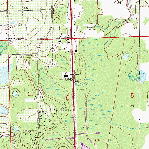 Topographic Map of Saint John the Baptist Catholic Church, FL