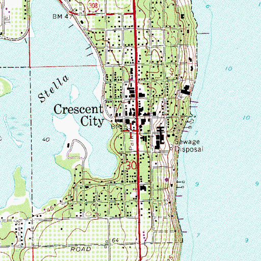 Topographic Map of Crescent City Water Tower, FL