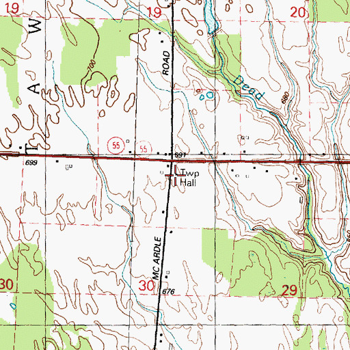 Topographic Map of Tawas Township Hall, MI