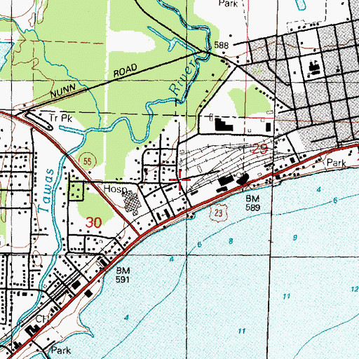 Topographic Map of Tawas City Hall, MI