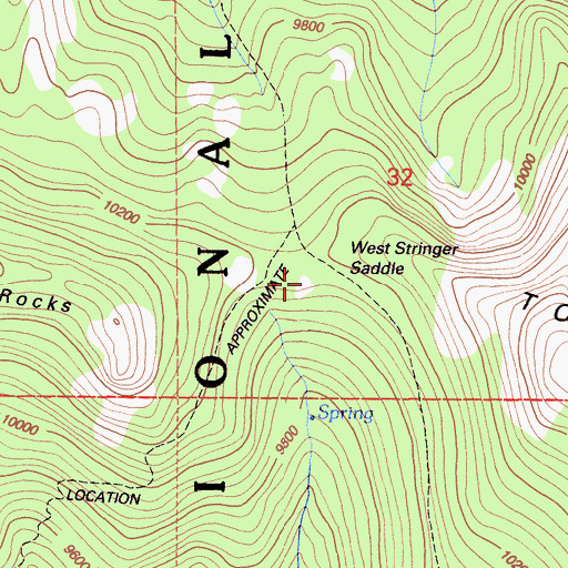 Topographic Map of West Stringer Saddle, CA