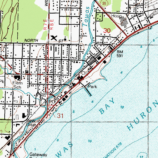 Topographic Map of Iosco County Sheriff's Office, MI