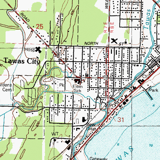 Topographic Map of Tawas City Elementary School, MI