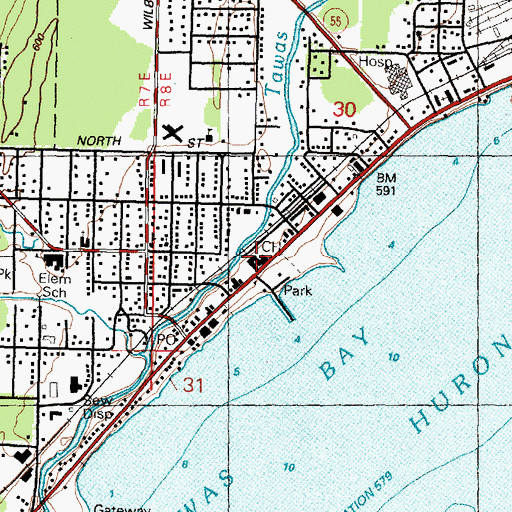 Topographic Map of Iosco County Courthouse, MI