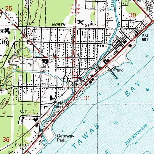 Topographic Map of Tawas City Station, MI