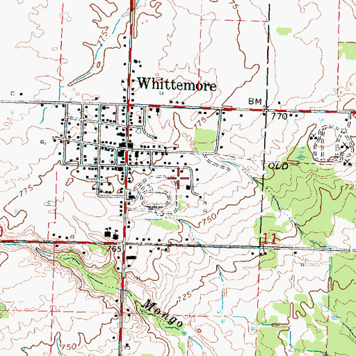 Topographic Map of Whittemore Speedway, MI