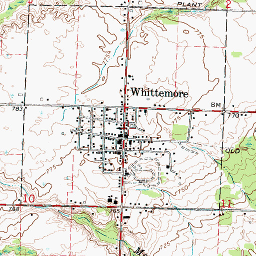 Topographic Map of Whittemore Post Office, MI