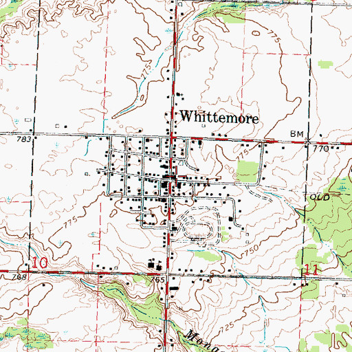 Topographic Map of Whittemore Branch Library, MI