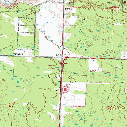 Topographic Map of Good News Ministries Lutheran Church, MI