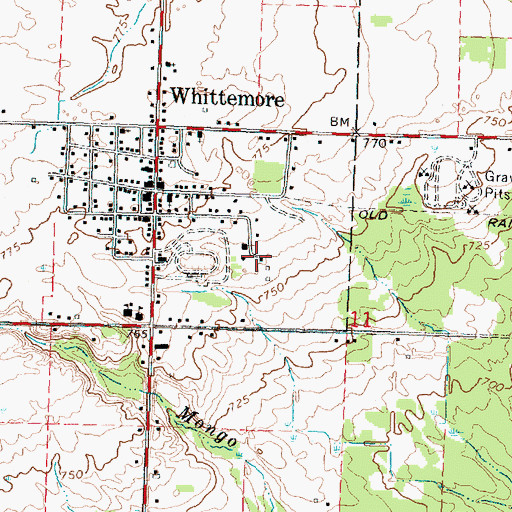 Topographic Map of Whittemore United Methodist Church, MI