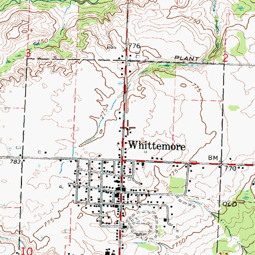 Topographic Map of Whittemore Baptist Church, MI