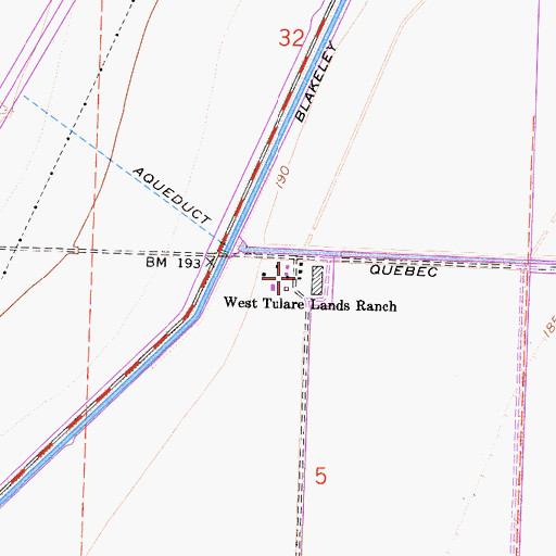 Topographic Map of West Tulare Lands Ranch, CA