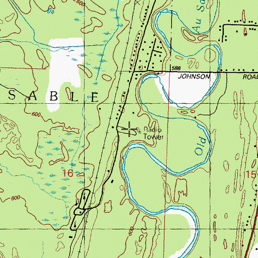 Topographic Map of Oscoda KOA Campgrounds, MI