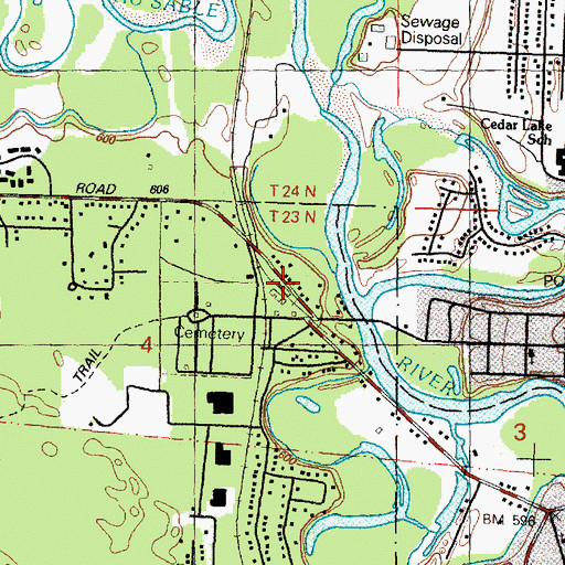 Topographic Map of AuSable-Oscoda Station, MI