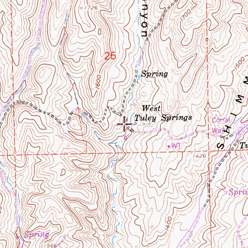 Topographic Map of West Tuley Springs, CA