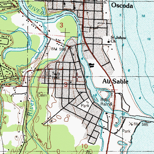 Topographic Map of Ausable Mobile Home Village, MI