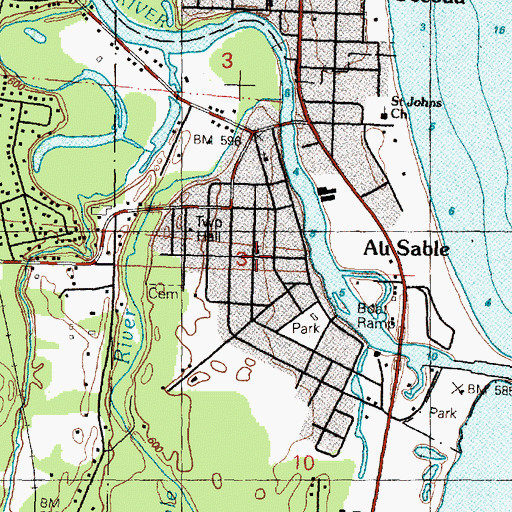 Topographic Map of Huron Shores Church of the Nazarene, MI