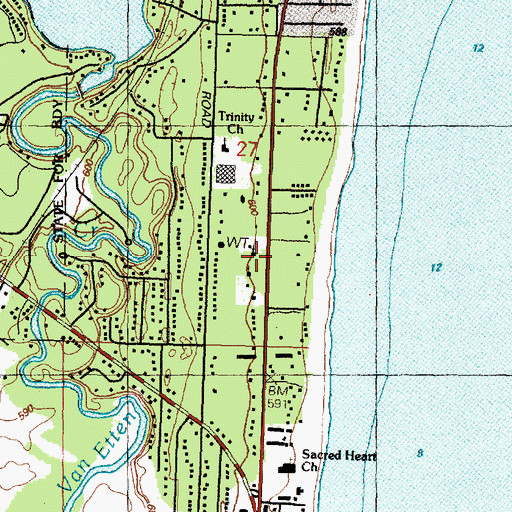 Topographic Map of Oscoda Baptist Church, MI