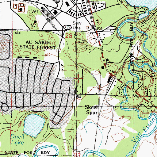 Topographic Map of Whispering Woods Mobile Home Community, MI