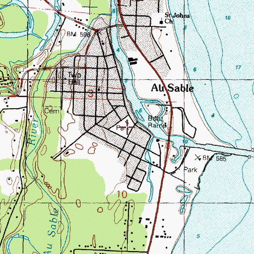 Topographic Map of Au Sable Childrens Park, MI