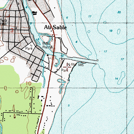 Topographic Map of Ausable River Park, MI
