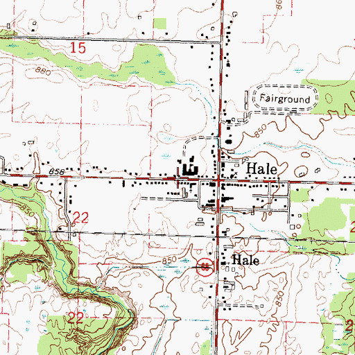 Topographic Map of Hale Station (historical), MI