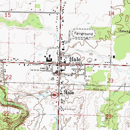 Topographic Map of Hale Post Office, MI