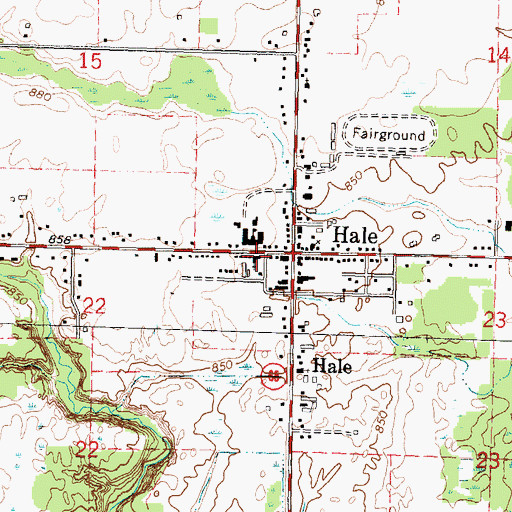 Topographic Map of Hale United Methodist Church, MI