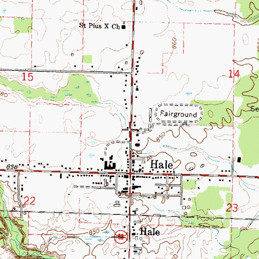 Topographic Map of Hale Baptist Church, MI