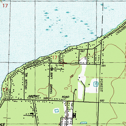 Topographic Map of East Tawas City Hall, MI