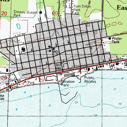Topographic Map of East Tawas Fire Department, MI