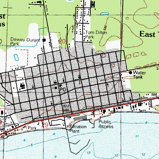 Topographic Map of East Tawas Assembly of God Church, MI