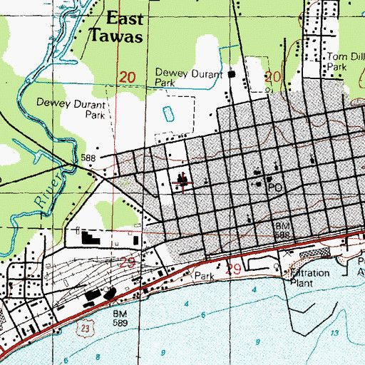 Topographic Map of Holy Family Catholic Church, MI