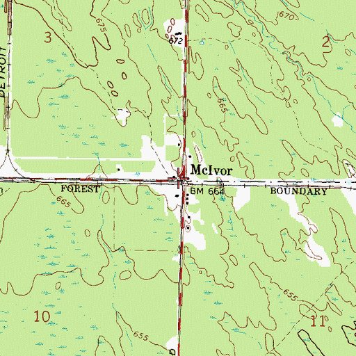 Topographic Map of McIvor Station (historical), MI