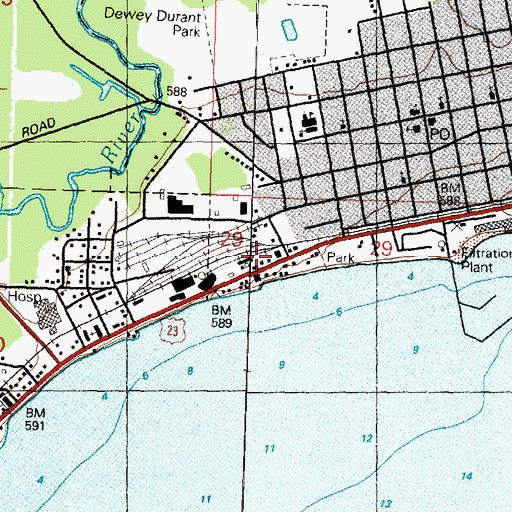 Topographic Map of East Tawas Station, MI
