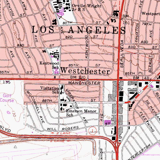 Topographic Map of Westchester, CA