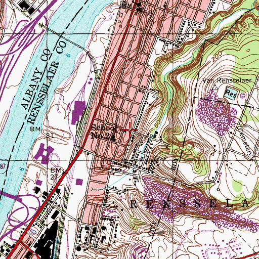 Topographic Map of Rensselaer Open Bible Baptist Church, NY