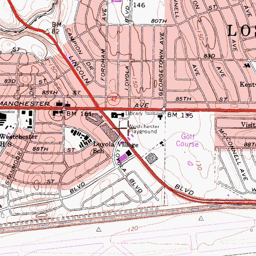 Topographic Map of Westchester Playground, CA