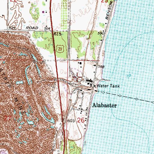 Topographic Map of Alabaster Station, MI