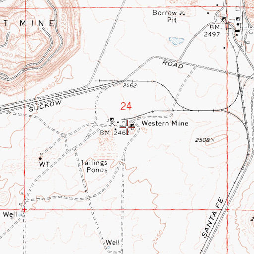 Topographic Map of Western Mine, CA